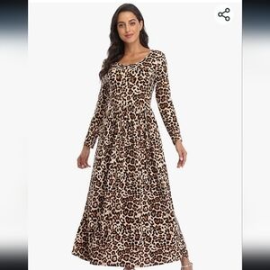 Leopard long sleeve Maxi Dress